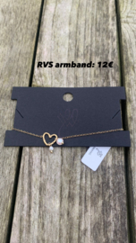 Armband goud met hart en parel
