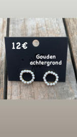 oorbellen pareltjes in cirkel goud of zilver