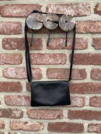 Leder kleine messenger zwart