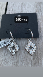 rvs oorbellen ruiten zilver