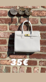 tasje birkin modelletje wit met goud