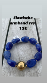 Elastische armband met blauwe stenen