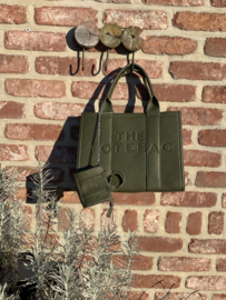 Khaki handtas met mini tasje