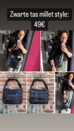 mattelassé handtas zwart