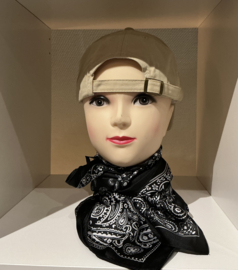 Sjaaltje satijn zwart wit Paisley