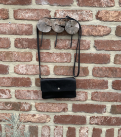 Leder kleine messenger zwart
