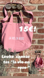 Grote katoenen winkeltas “la vie en rose”