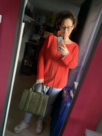 Khaki handtas met mini tasje