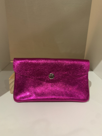 Portemonnee leder bling fuchsia