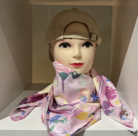 Satijnen sjaaltje  bloemen mix pastel