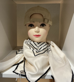 Satijnen sjaal vanille met zwart