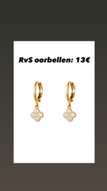 Oorbellen klavers met steentjes goud