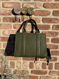 Khaki handtas met mini tasje