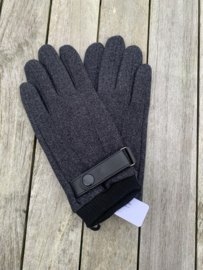 Handschoenen voor heren donkergrijs met riempje