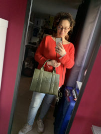 Khaki handtas met mini tasje