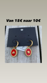 Oorbellen oranjerood goud