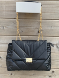 puffer bag black&gold