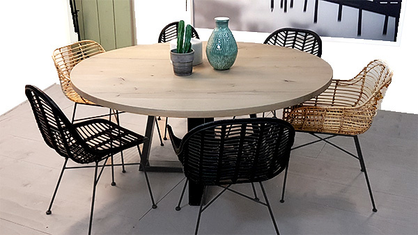 Eettafel Round Oak | ronde op maat (Afmeting vierkante tafel: 160 (l) x 160 (b))