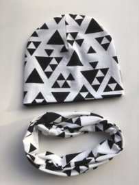 Set beanie en sjaal ‘Black and white’