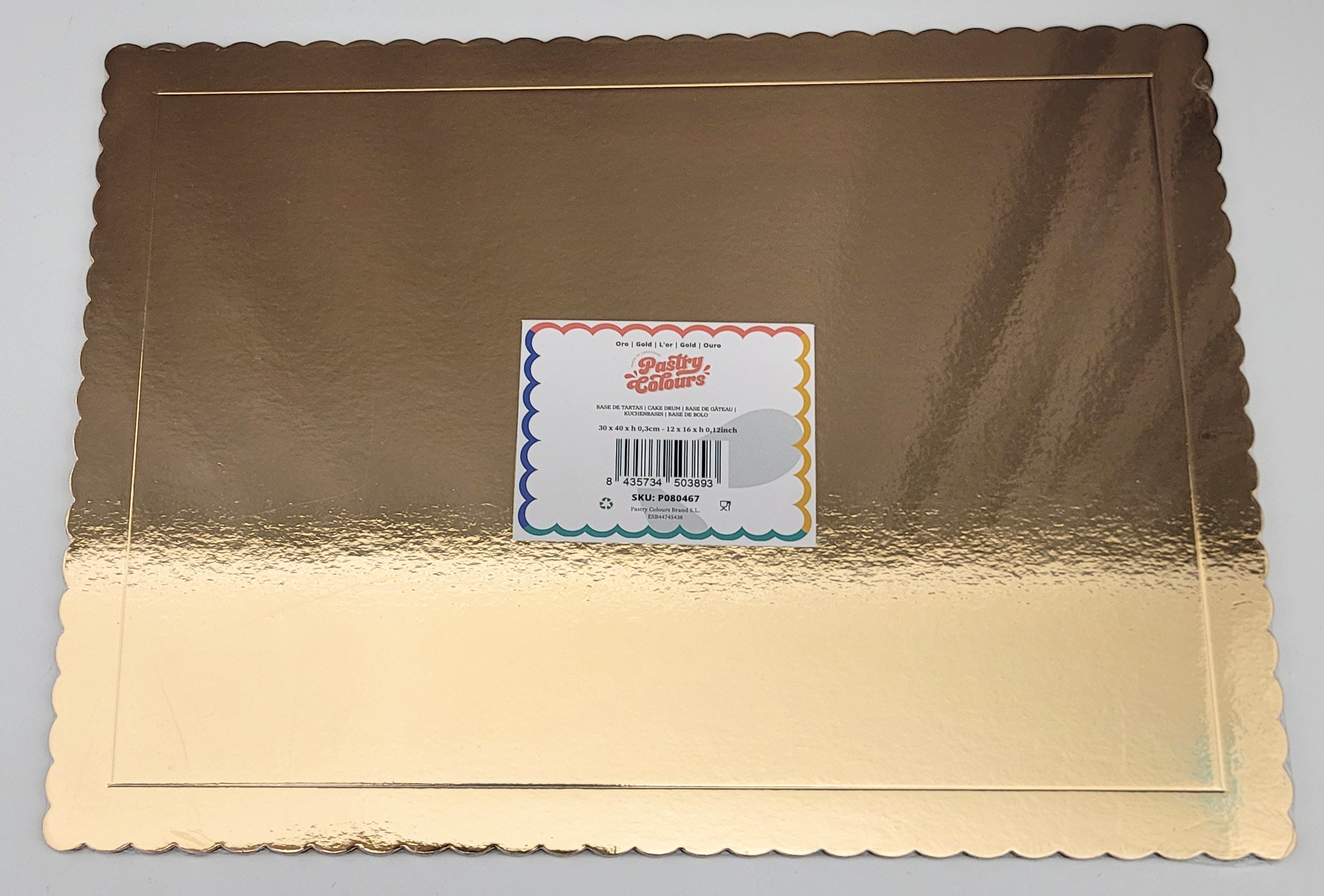 Cake Board Gold gekarteld rechthoekig 30 x 40 cm