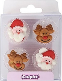 Santa en Rudolph suikerdecoratie - 12 st
