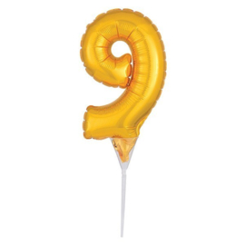 Balloon cake topper Zahl 9 Gold