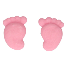 Décoration en sucre petits pieds bébé roses (fille) - 16 pcs