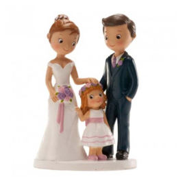 Wedding cake topper couple with girl 16 cm