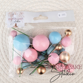 Balls gold/pink/blue - 20 pcs