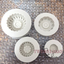 Wielen met banden - 4 st, (silicone mould)