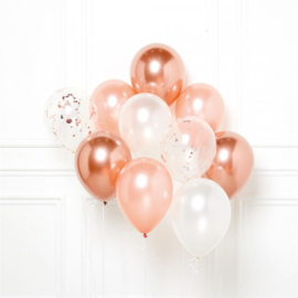 Rose Gold/confetti ballons - 10 pcs