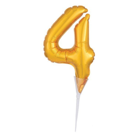 Balloon cake topper chiffre 4 Or