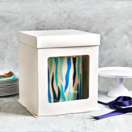 Boîte à gâteau extra haute Blanche avec fenêtre 30.4 x 30.4 x 34.5 cm