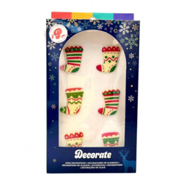 Kerstsokken chocolade decoratie - 6 st