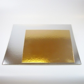 Cake Carton Silver/Gold Square 25 cm - 3 pieces