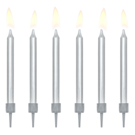 Birthday candles Silver  6 st