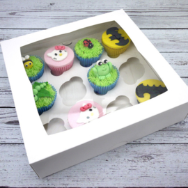 Cupcake box with insert for 12 cupcakes (per piece) - White