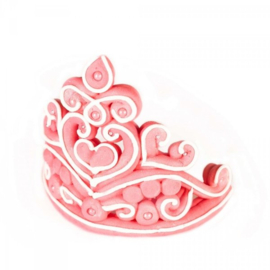 3D Kroon wit/roze suikerdecoratie
