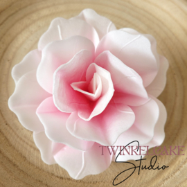 Roos 3D Extra Large Roze/Wit 12 cm - 1 st (waferpaper)