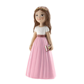 Meisje communie roze rok - 16 cm