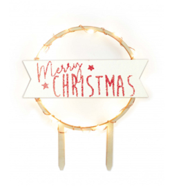 Merry Christmas cake topper met led lichtjes