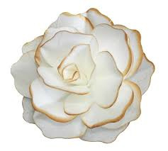 Roos 3D Extra Large Goud/Wit 12 cm - 1 st (waferpaper)