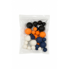 Bolletjes Oranje/Zwart/Wit/Donker Blauw 32  st