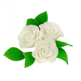 Set roses white with leaves - 9 pcs (edible)