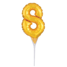 Balloon cake topper cijfer 8 Gold