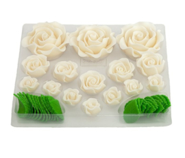 Roses et white with leaves edible - 45 pcs