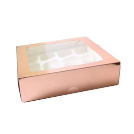 Rosé/or boîte à cupcake - 12 cc