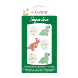 Dino/oeuf decoration en sucre 6 pcs