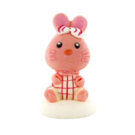 Roze konijntje zittende 5.5 cm