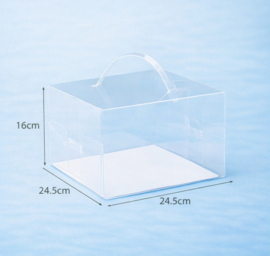 Transparante taartdoos 24.5x24.5x16(h) cm